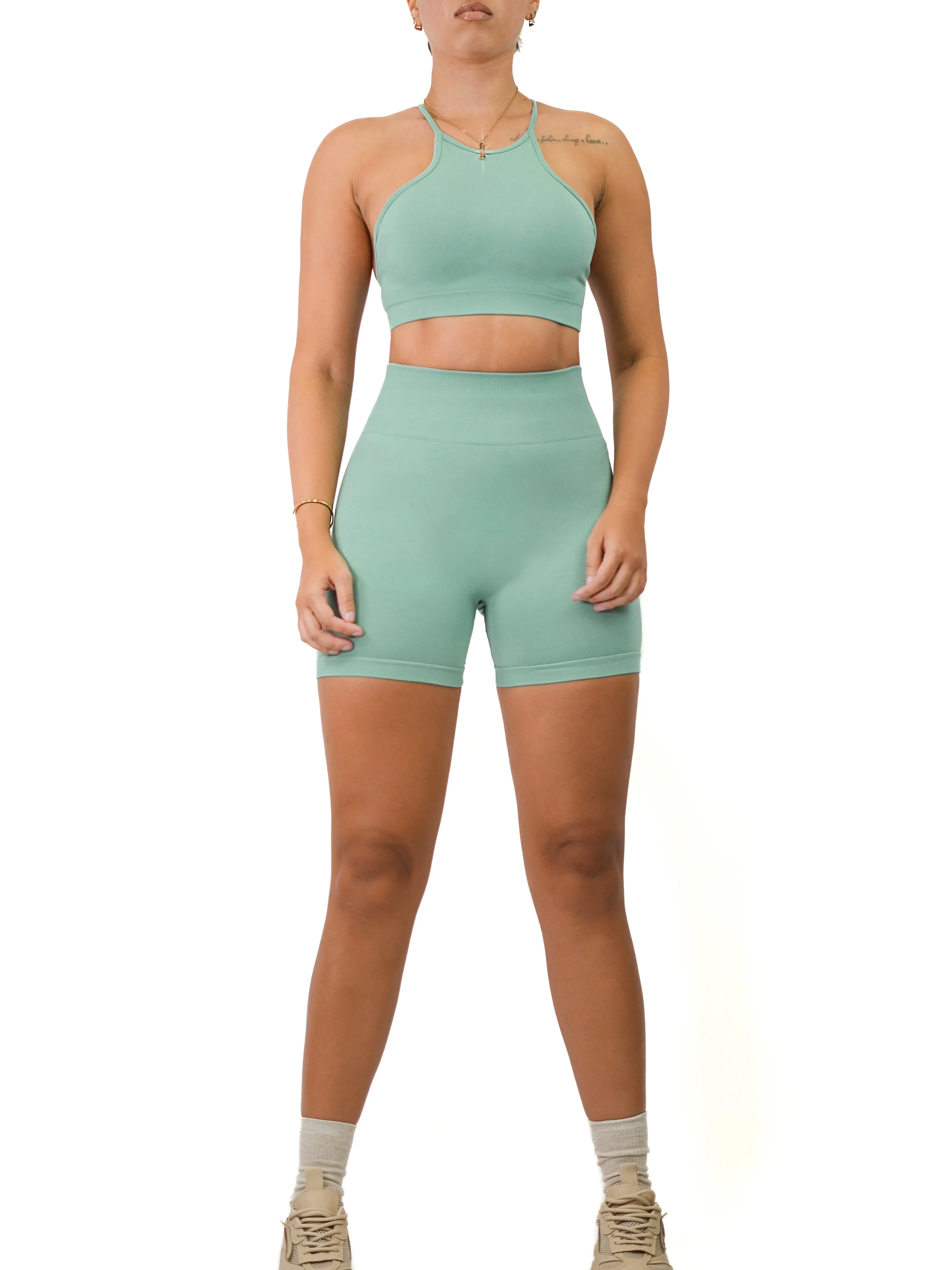 Mid Waist Contour Shorts (Eucalyptus)