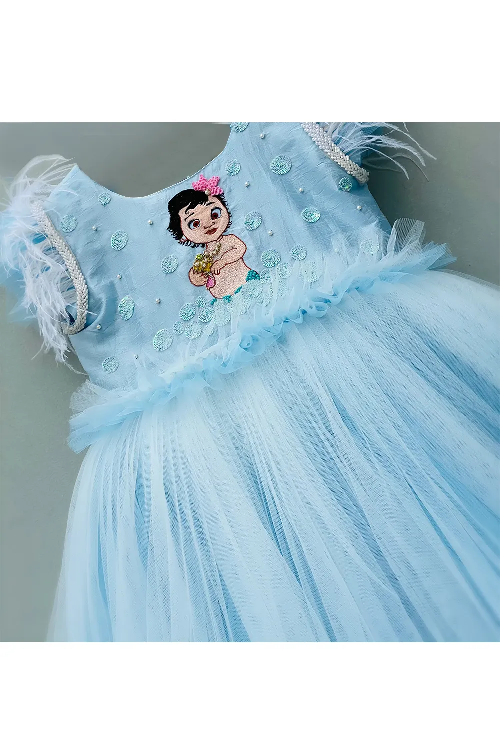 Moana embroidered sky blue gown