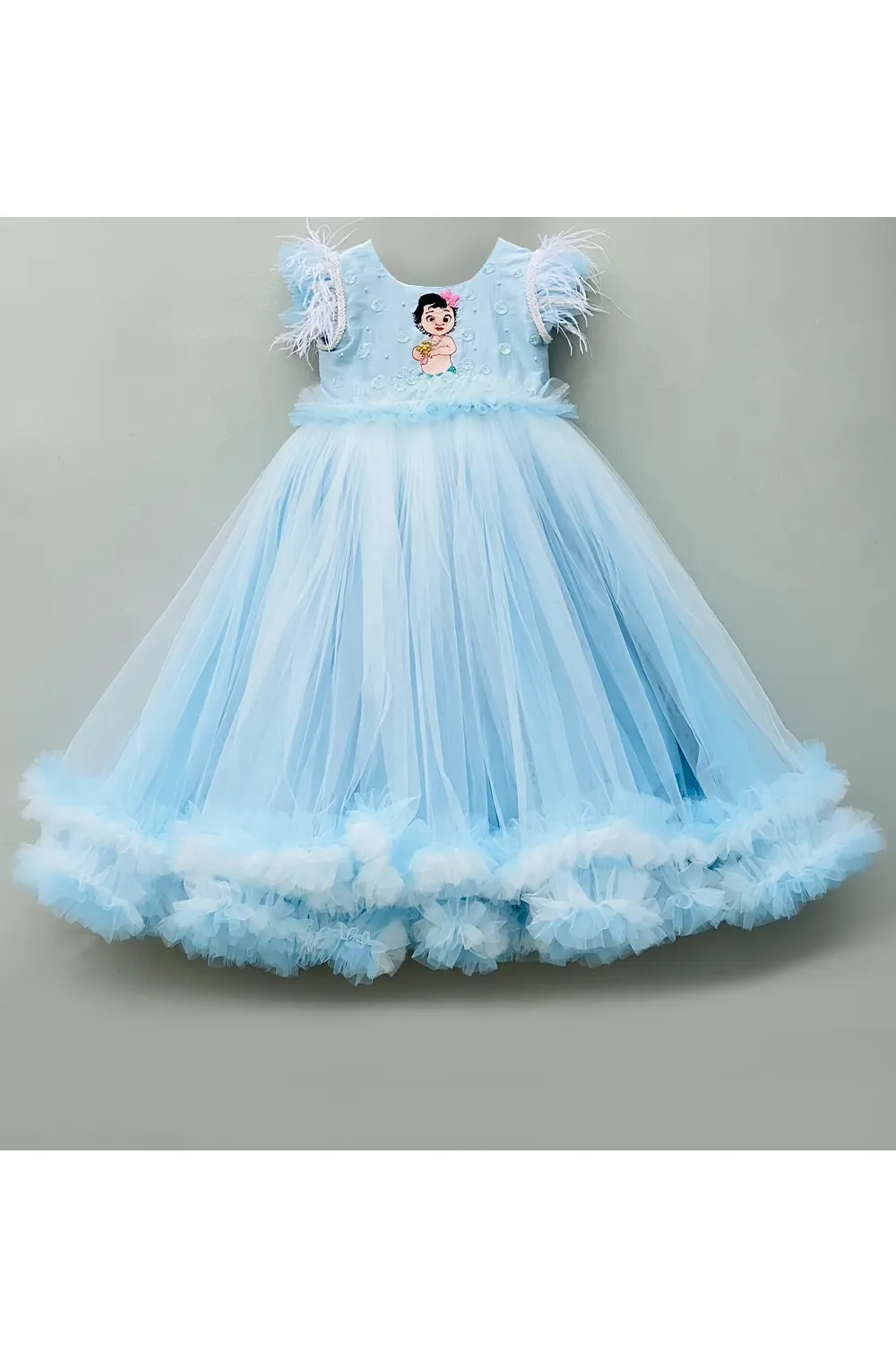 Moana embroidered sky blue gown