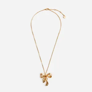 Mottled Gold Bow Pendant Necklace