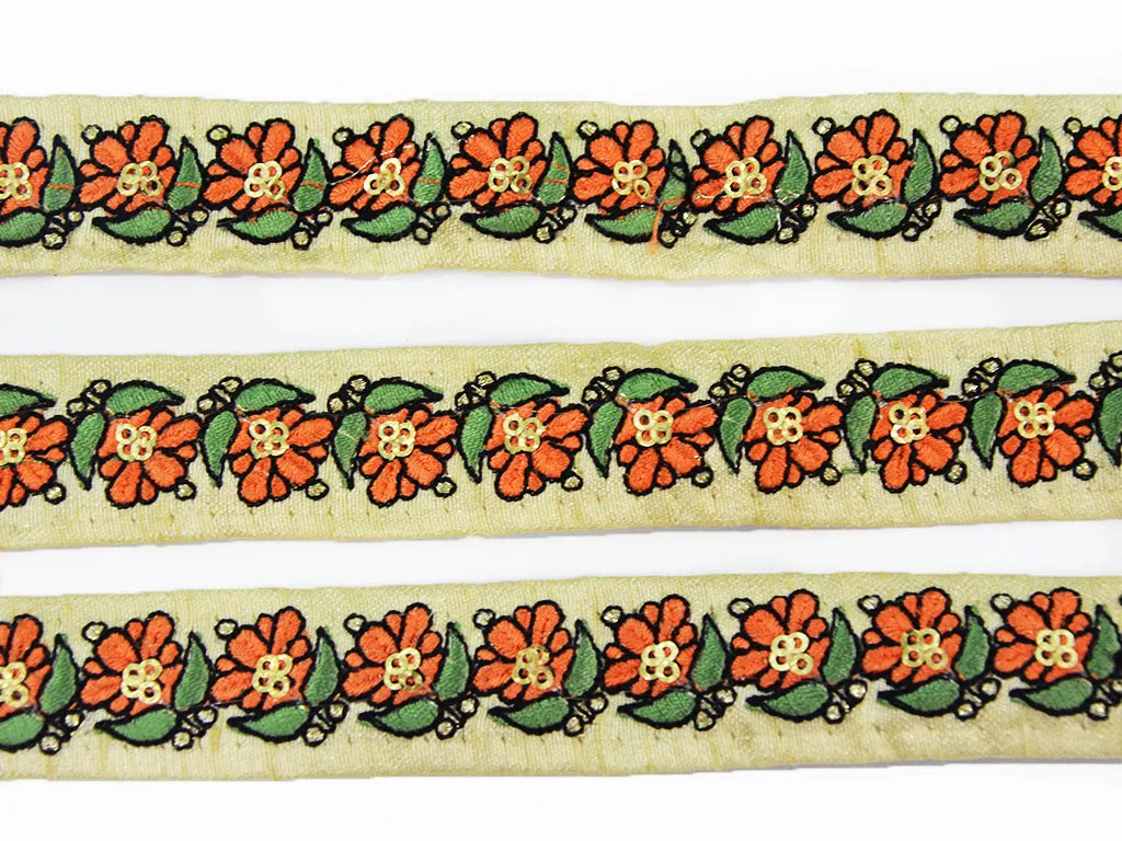 Multicolor Thread Work Embroidered Border
