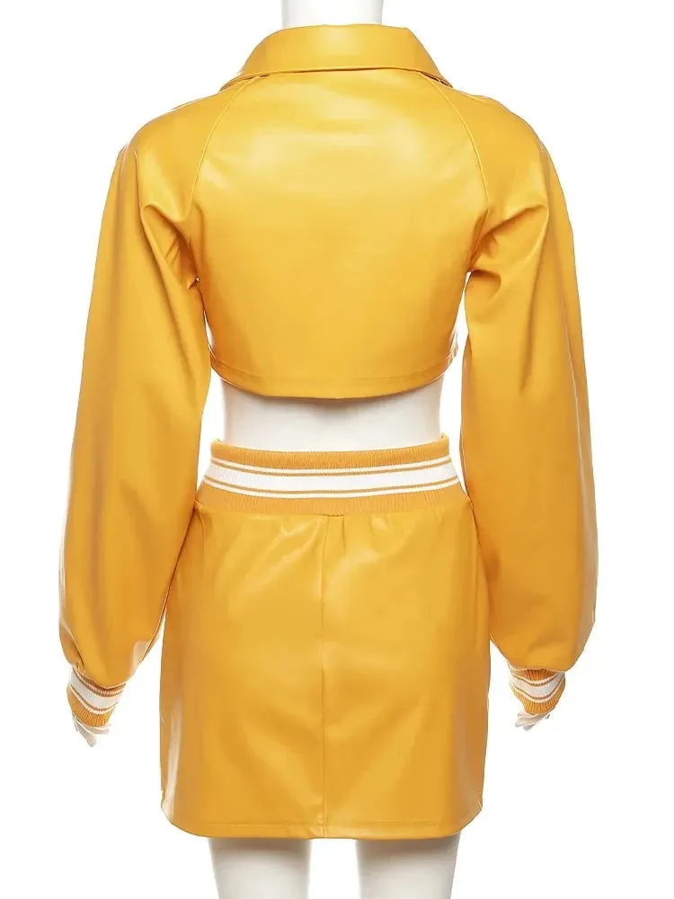 Nathalia Leather Skirt Set