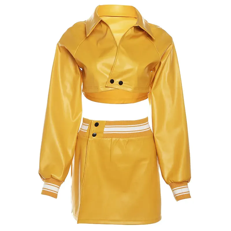 Nathalia Leather Skirt Set