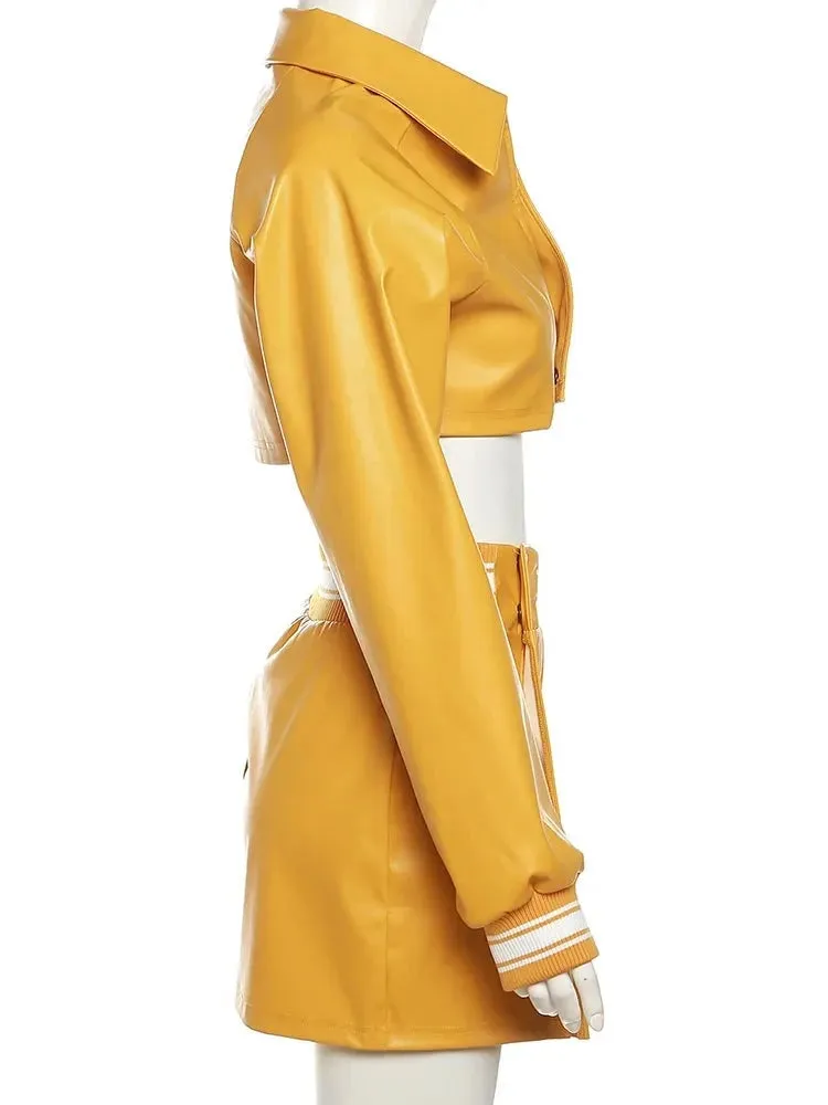 Nathalia Leather Skirt Set