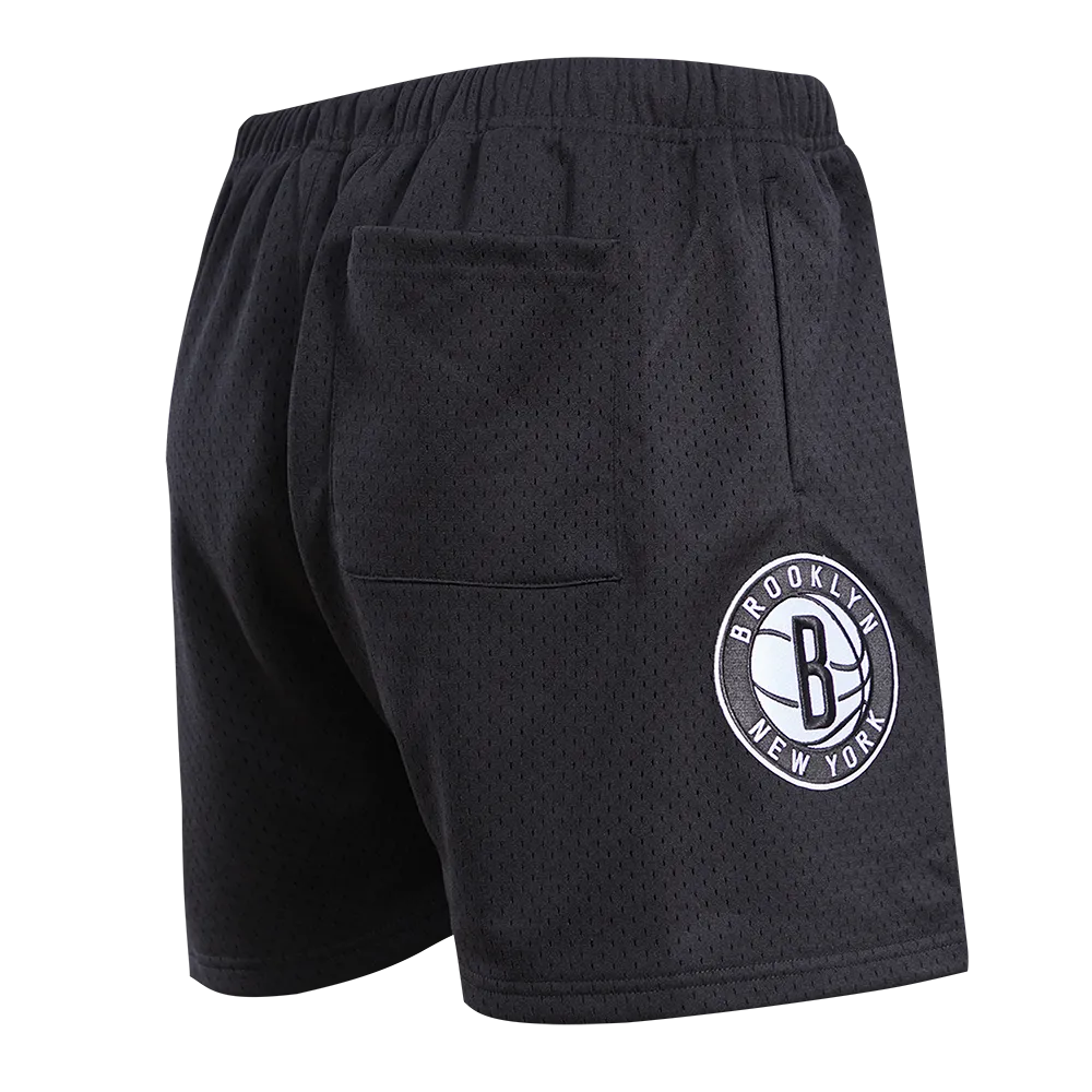 NBA BROOKLYN NETS LOGO MEN'S MESH SHORT (BLACK)