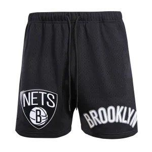 NBA BROOKLYN NETS LOGO MEN'S MESH SHORT (BLACK)