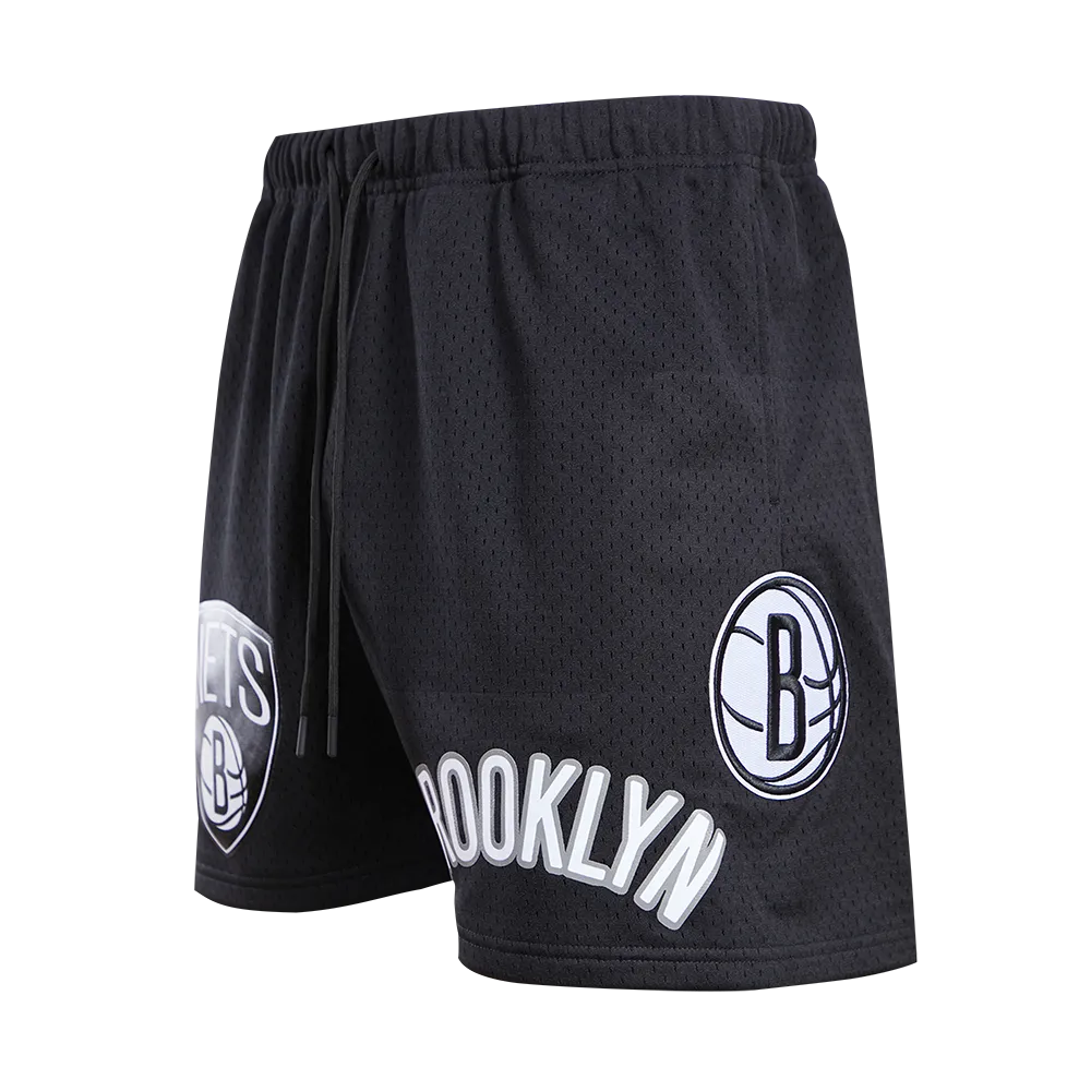 NBA BROOKLYN NETS LOGO MEN'S MESH SHORT (BLACK)