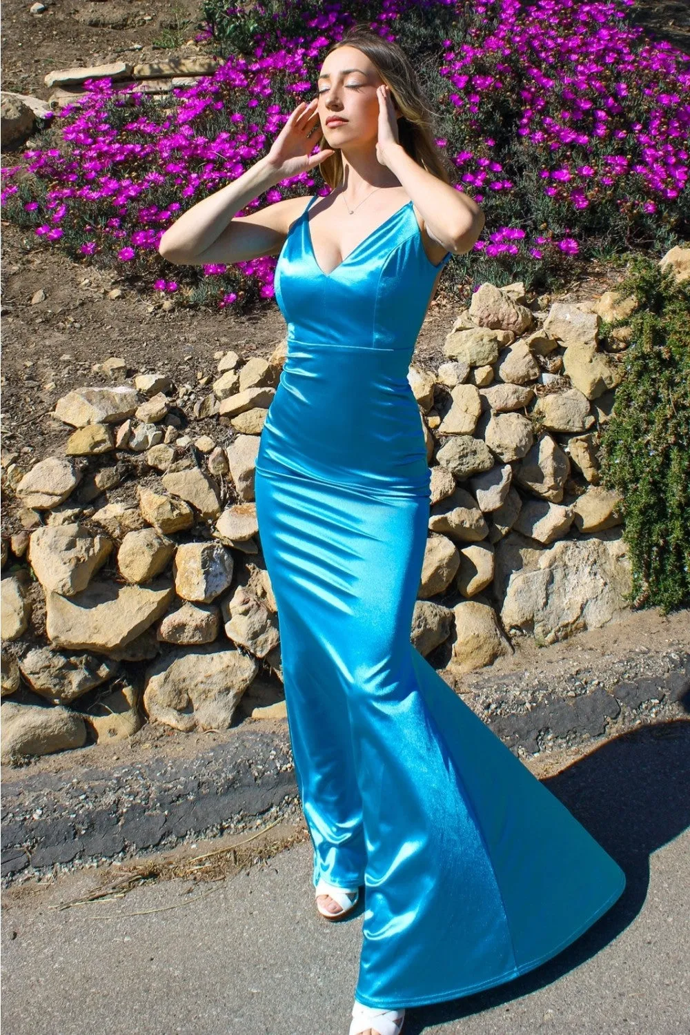 Neon Fitted Satin Dresses Sexy Bridesmaid Gowns