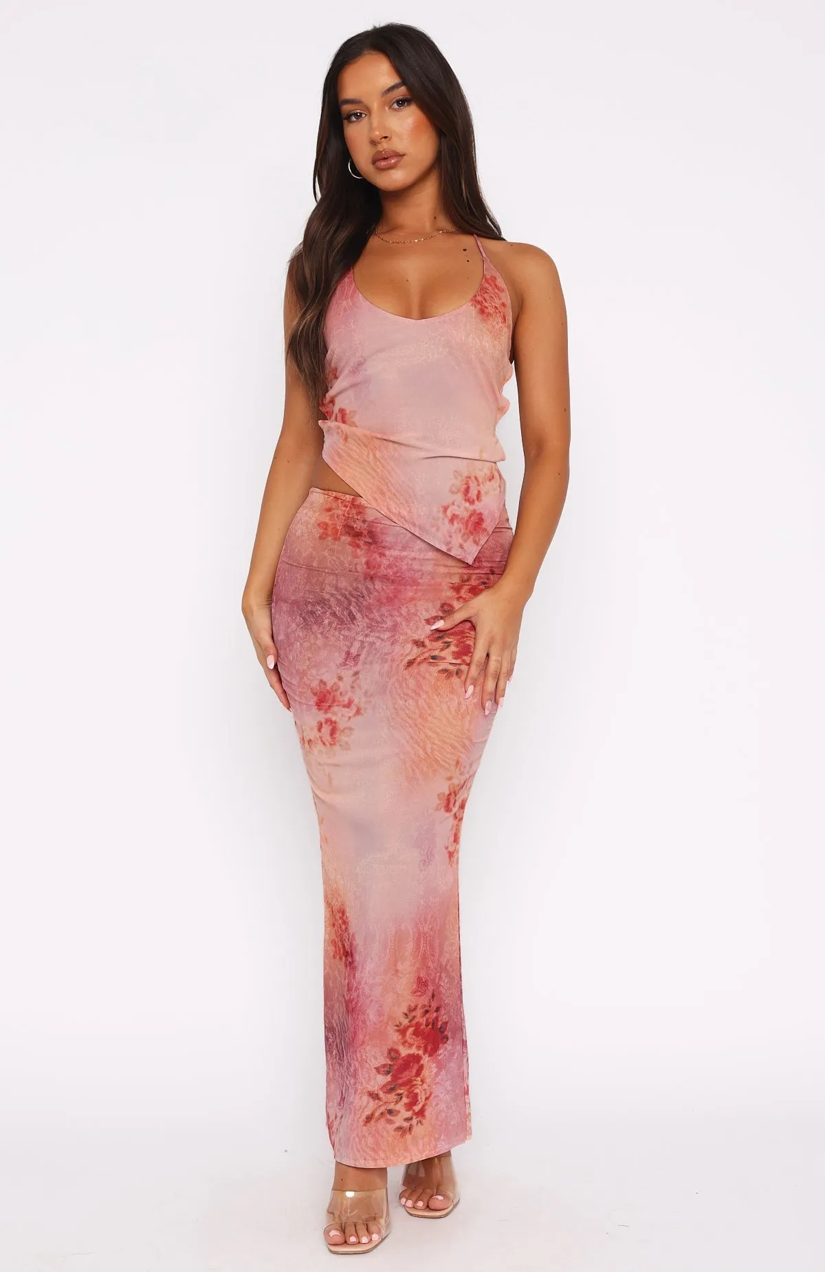 No Later Maxi Skirt Peach Nectar