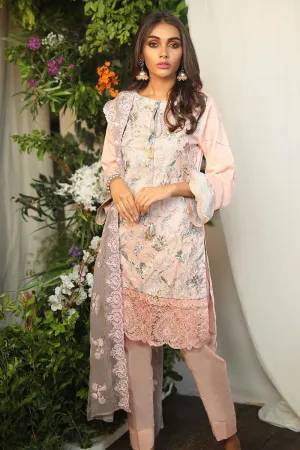 Pakistani designer lawn dress in pink color thread embroidered # P2265