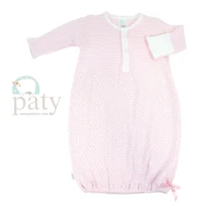 Paty Inc Long Sleeve Gown Two Button Front Pink