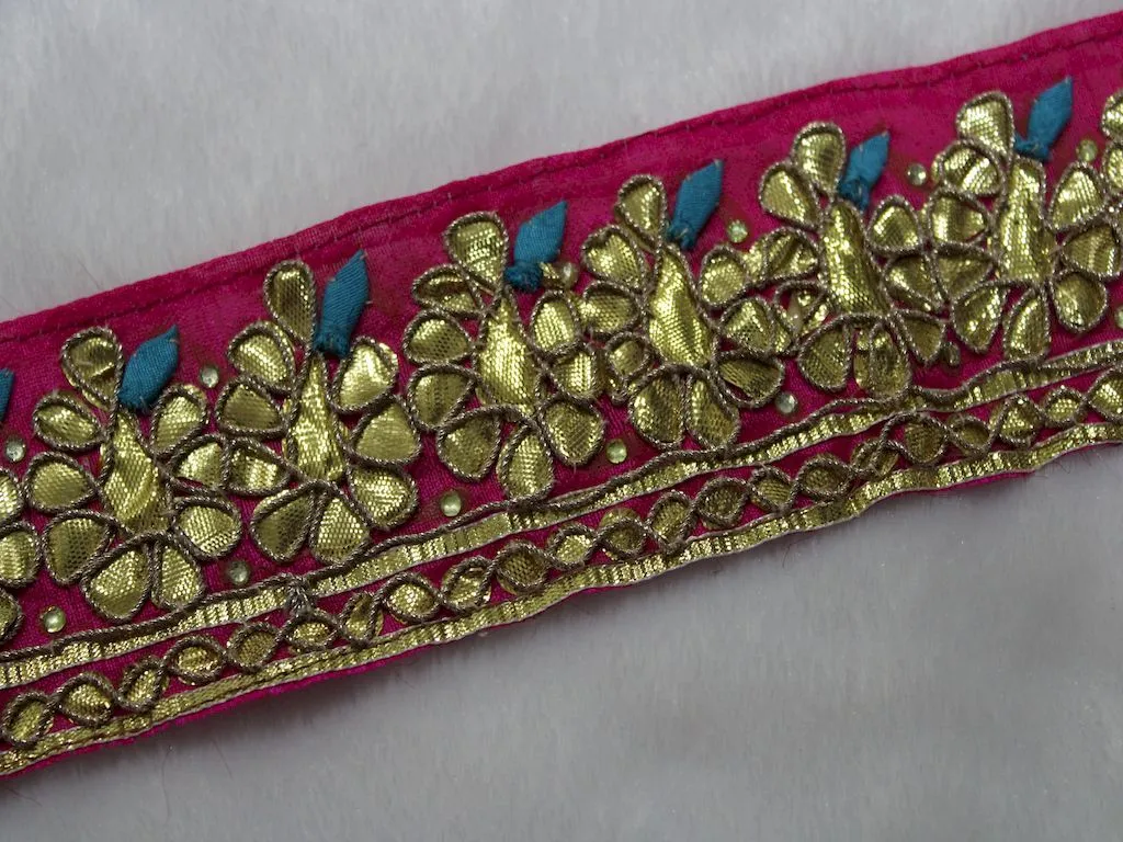Pink Fancy Gota Work Embroidered Border
