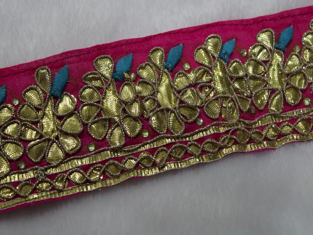 Pink Fancy Gota Work Embroidered Border