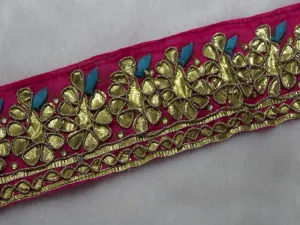 Pink Fancy Gota Work Embroidered Border