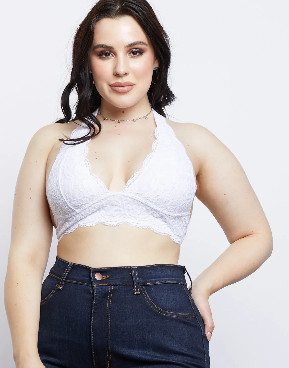 Plus Size Floral Halter Bralette
