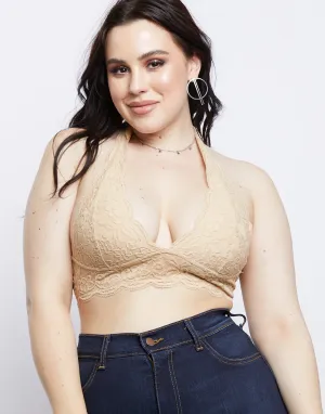 Plus Size Floral Halter Bralette