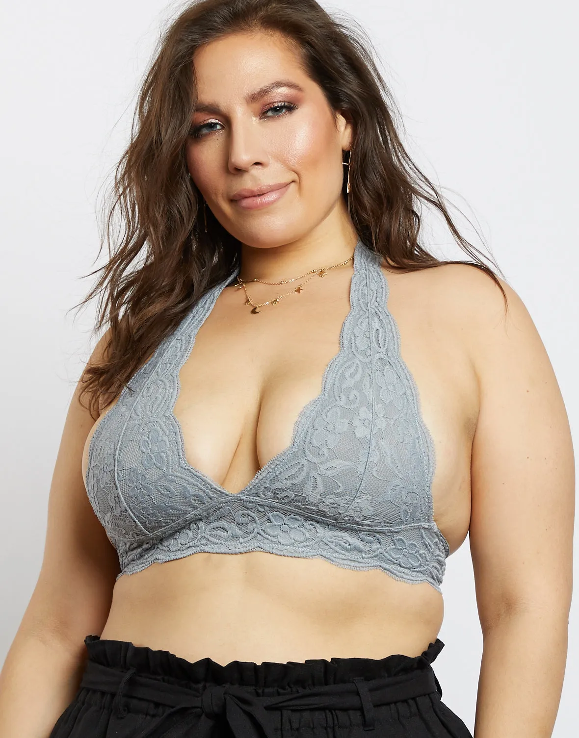 Plus Size Floral Halter Bralette