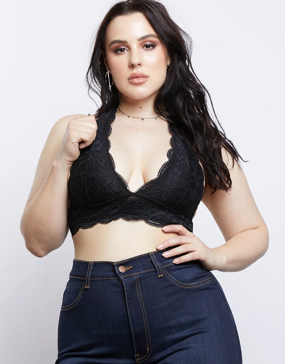 Plus Size Floral Halter Bralette