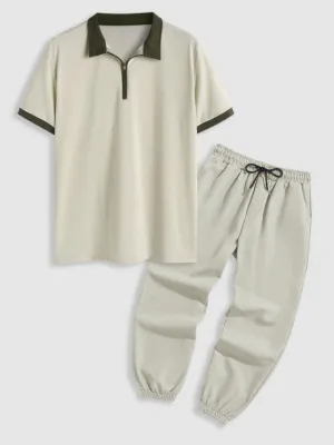 Polo Collared T-shirt With Jogger Pants
