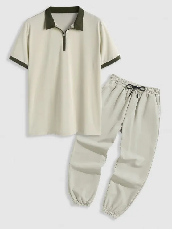 Polo Collared T-shirt With Jogger Pants
