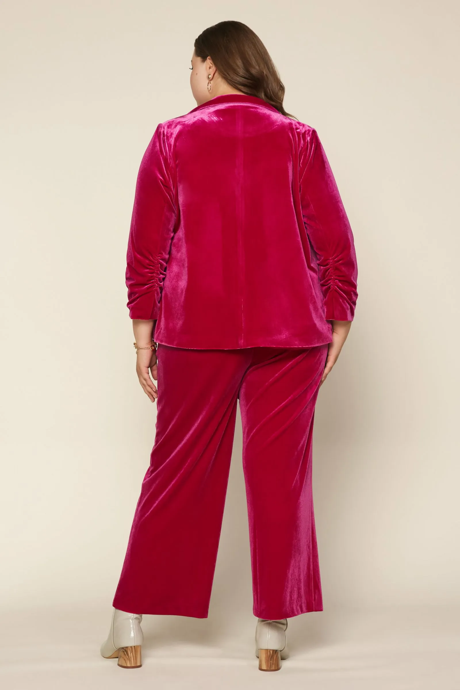 Power Moves Pink Velvet Plus Size Blazer