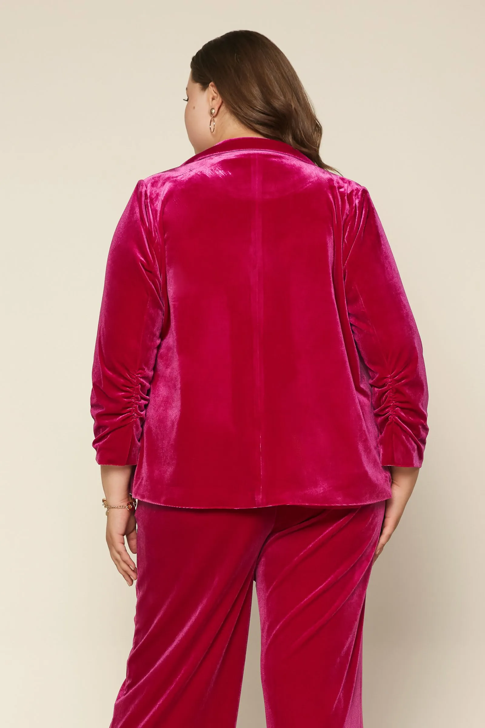 Power Moves Pink Velvet Plus Size Blazer