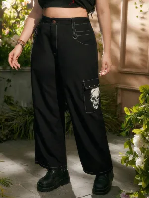 Print Flap Pocket Side Cargo Pants