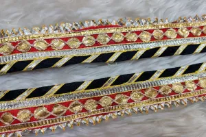 Red Black Designer Gota Work Embroidered Border