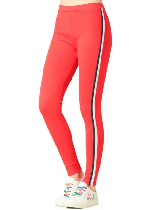 Red Striped Tape Side Leggings