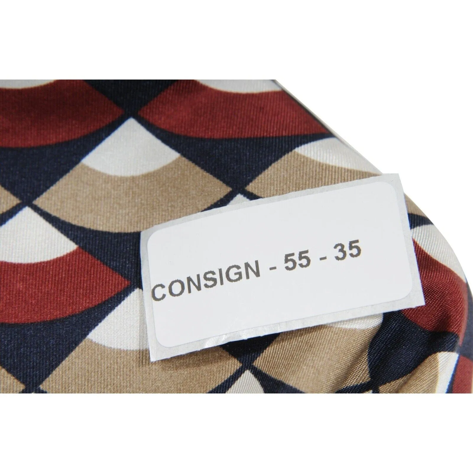 Red Tan Geometric Silk Button Down Pajama Shirt