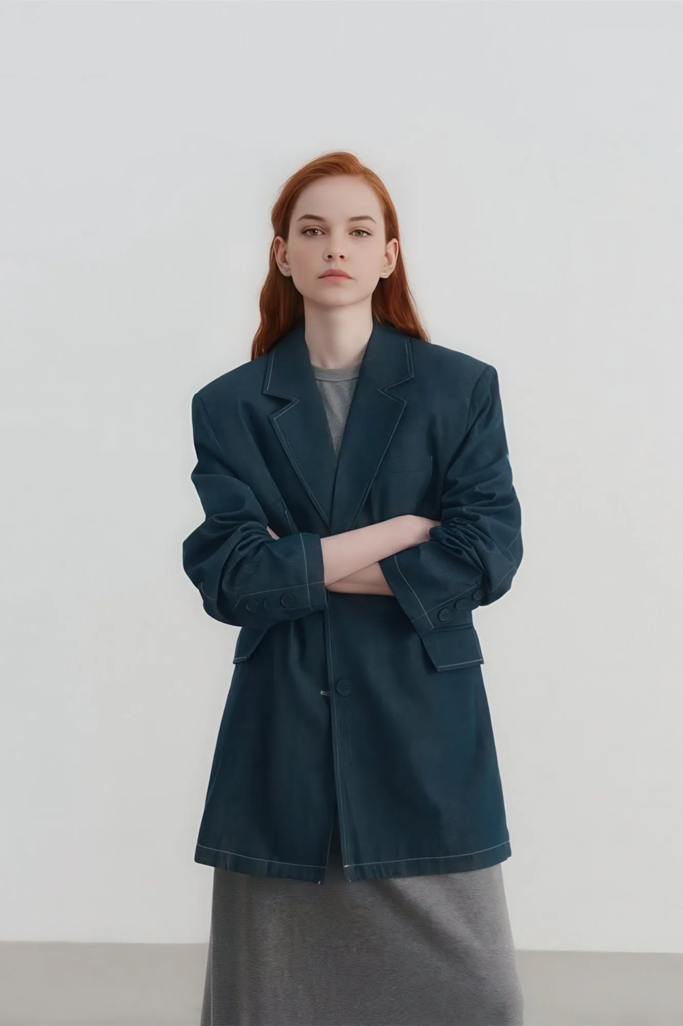 Retro Casual Denim Blazer with Unique Design