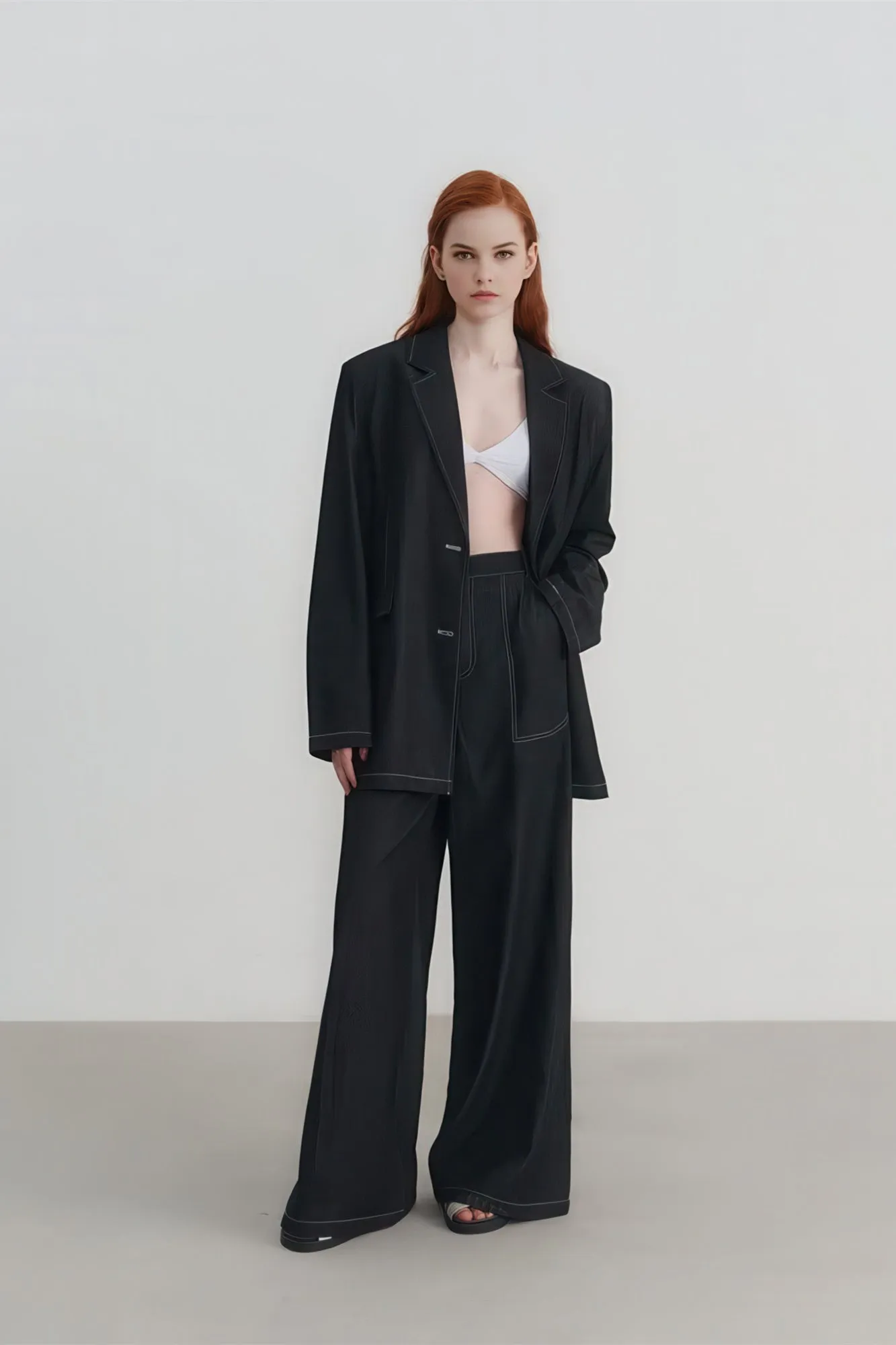 Retro Casual Denim Blazer with Unique Design