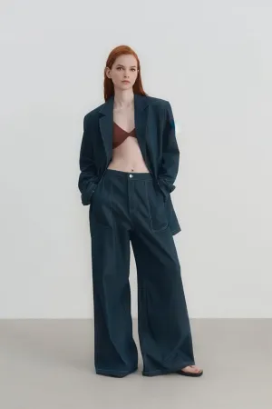 Retro Casual Denim Blazer with Unique Design