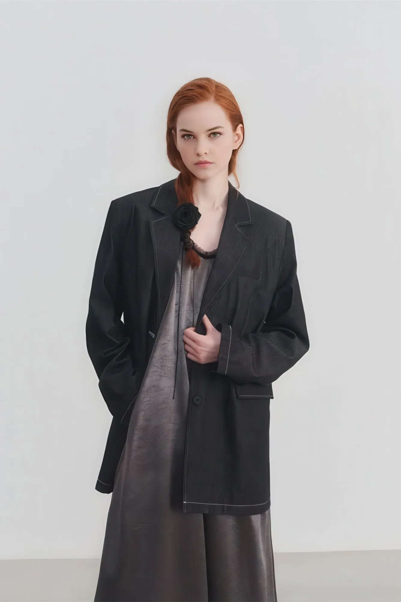 Retro Casual Denim Blazer with Unique Design