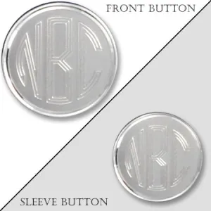 Rhodium Electroplated Monogram Blazer Button with Satin Finish