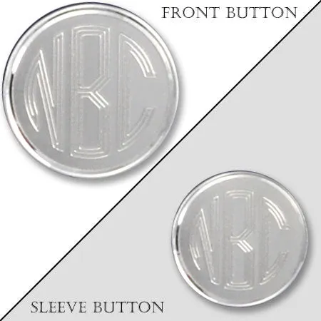 Rhodium Electroplated Monogram Blazer Button with Satin Finish