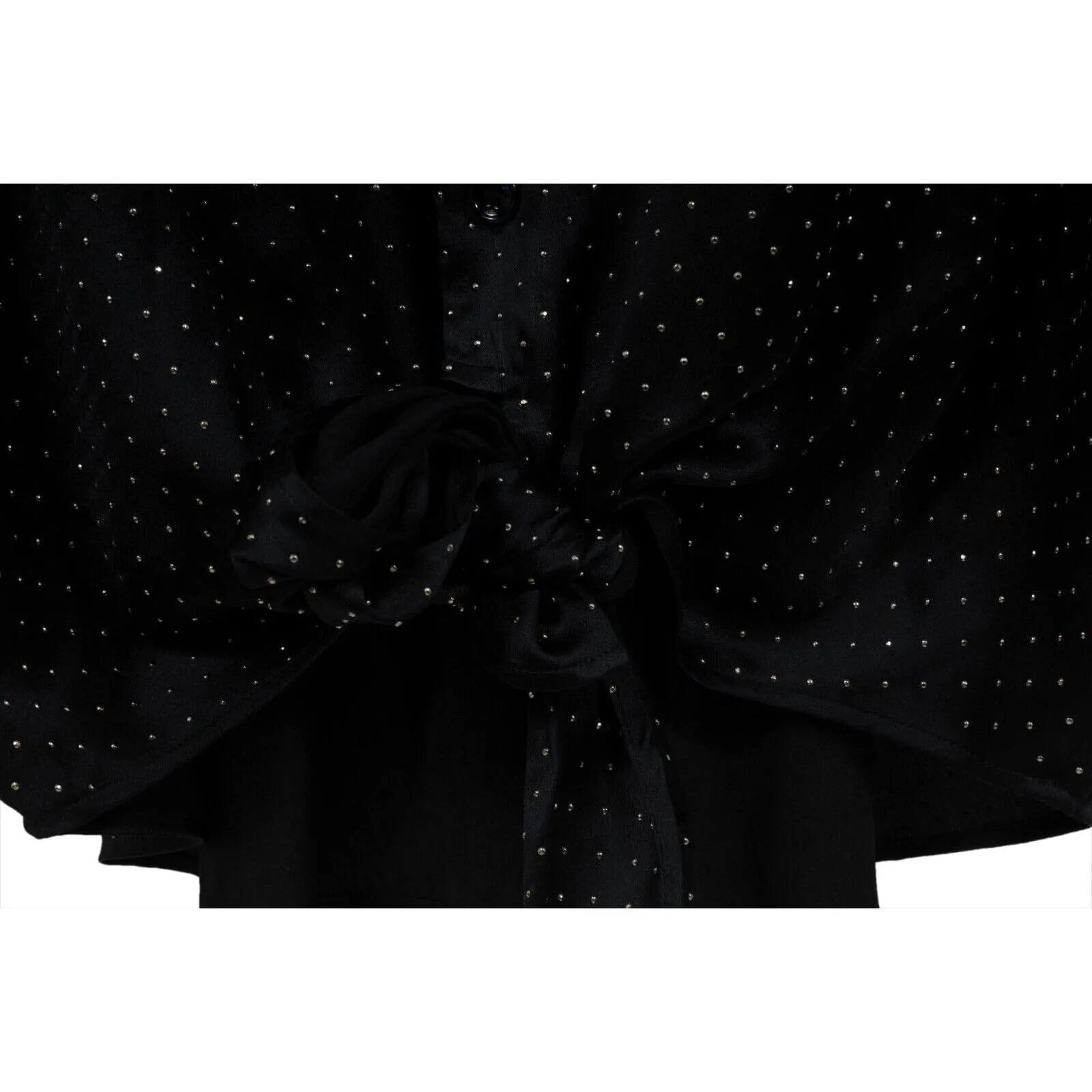 Runway Oversized Studded Button Down Shirt IT 41 16 Front Tie Silk