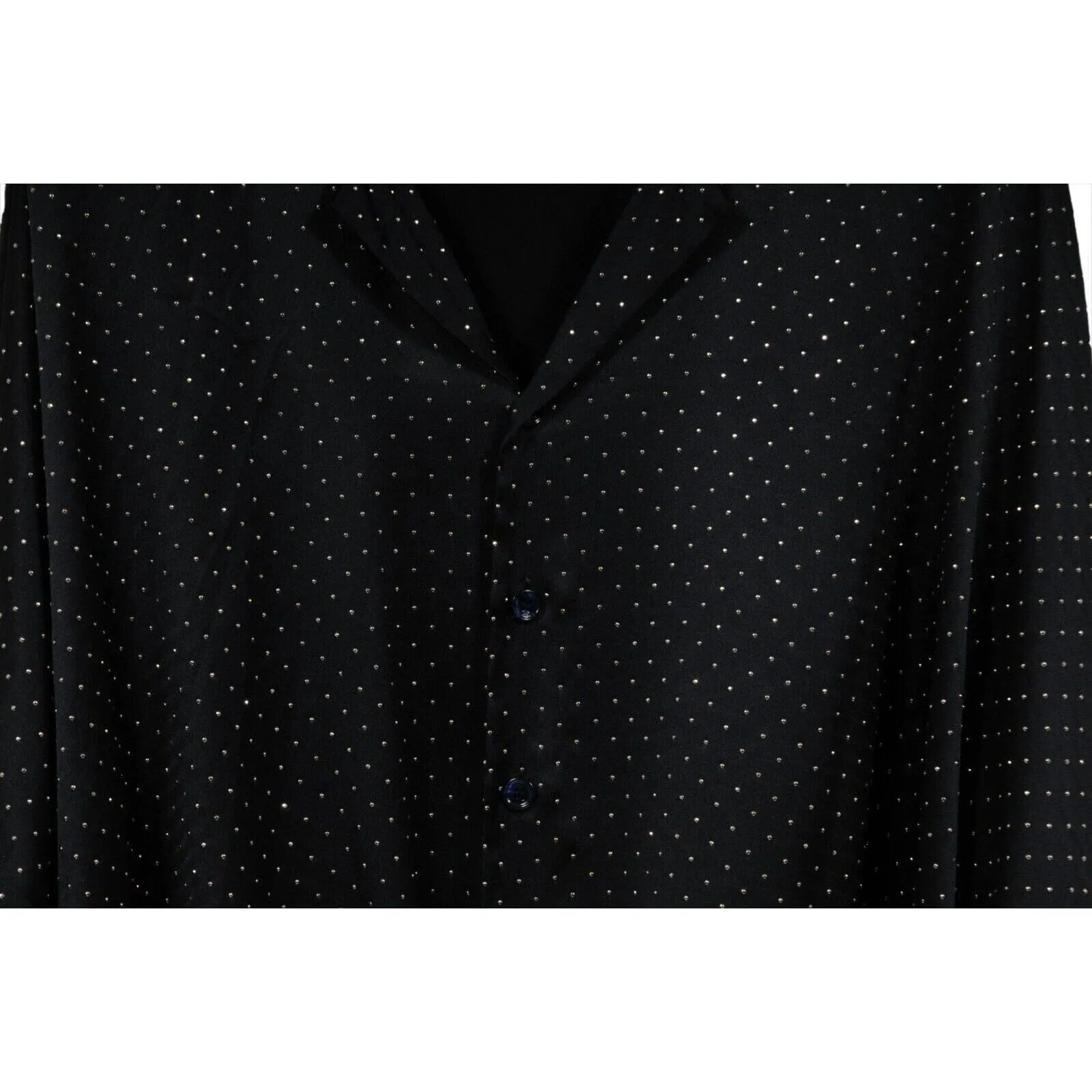 Runway Oversized Studded Button Down Shirt IT 41 16 Front Tie Silk