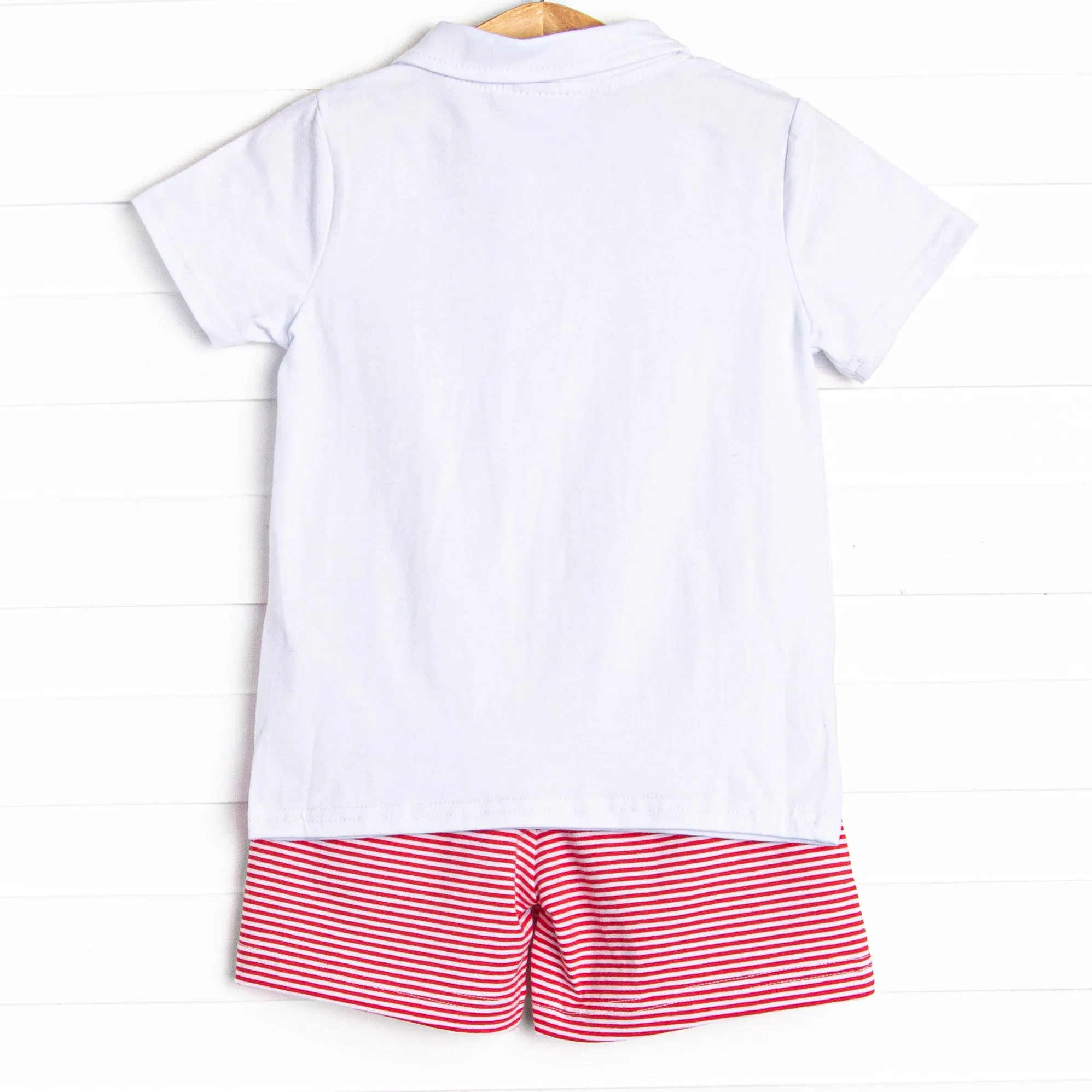 Sail's Up Applique Short Set, Red