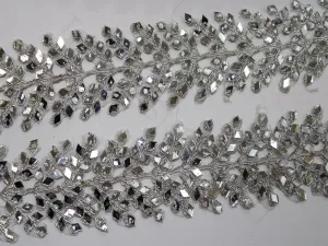 Silver Mirror Work Embellished Embroidered Border
