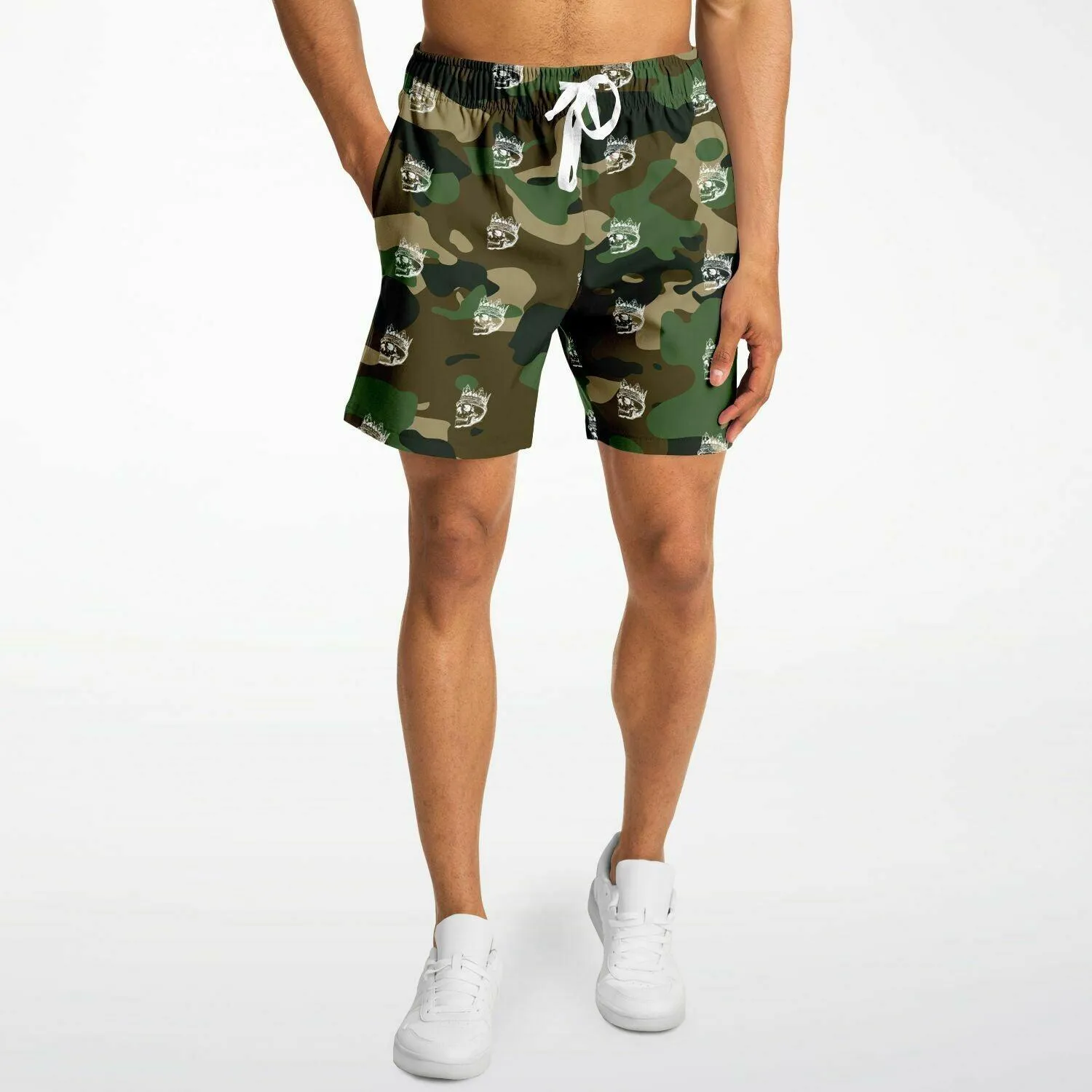 Skull Camouflage Mid-Thigh Athletic Shorts