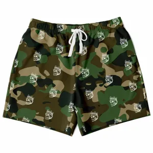 Skull Camouflage Mid-Thigh Athletic Shorts