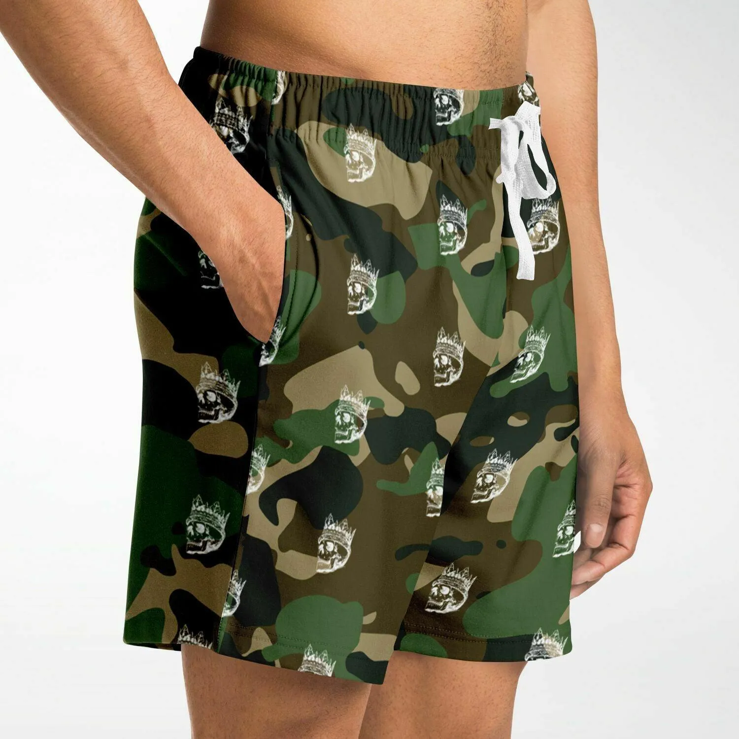 Skull Camouflage Mid-Thigh Athletic Shorts