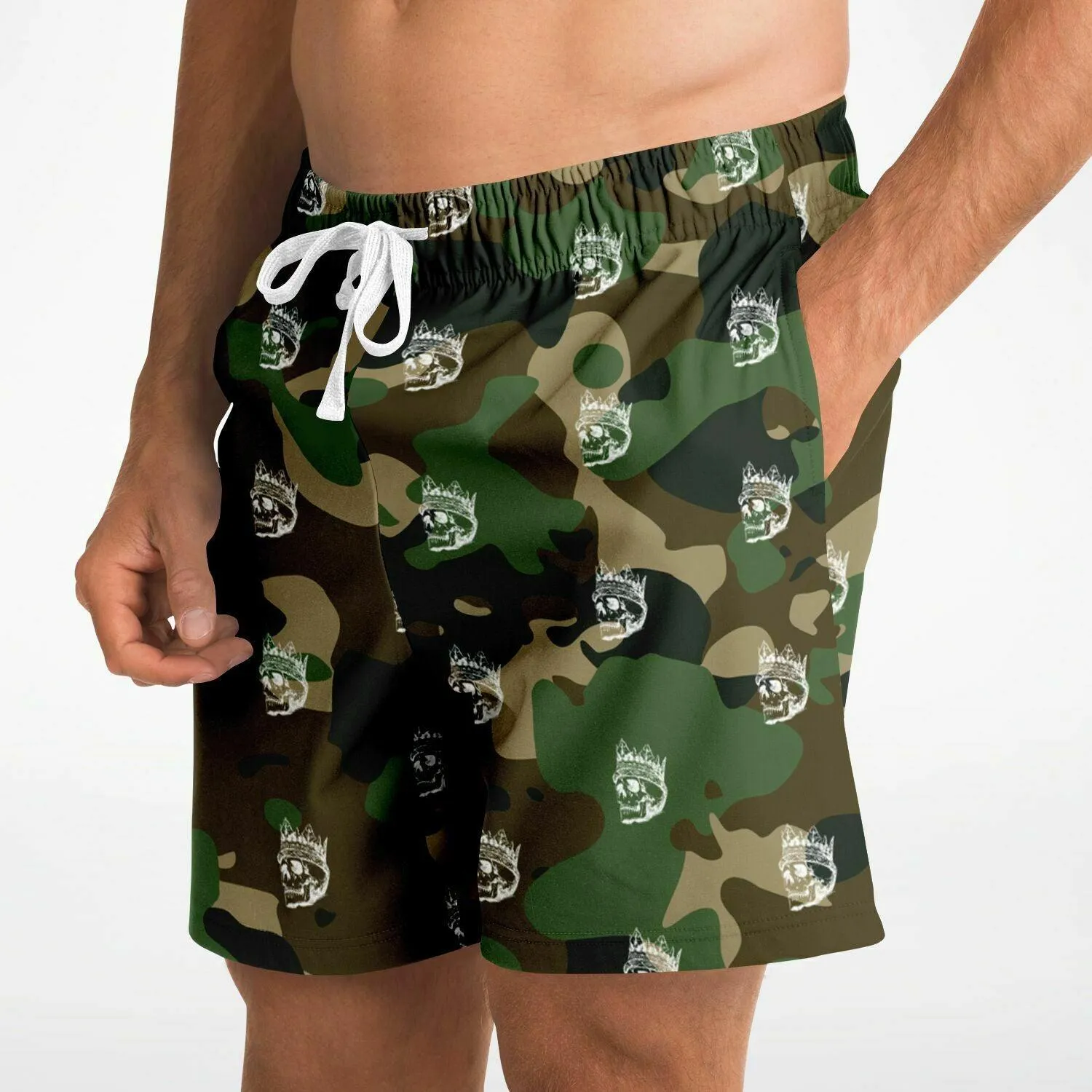 Skull Camouflage Mid-Thigh Athletic Shorts