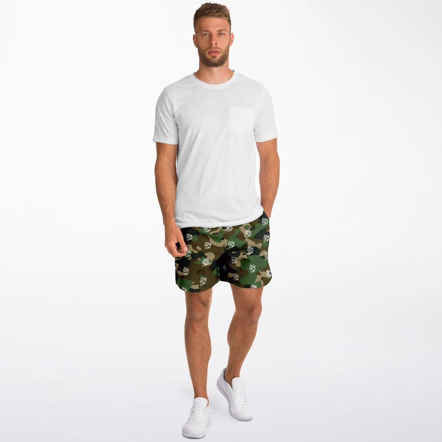 Skull Camouflage Mid-Thigh Athletic Shorts