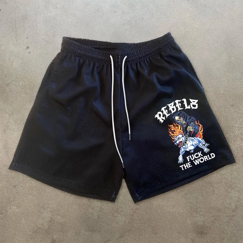 Skull Statement Vintage Mesh Shorts
