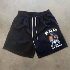 Skull Statement Vintage Mesh Shorts