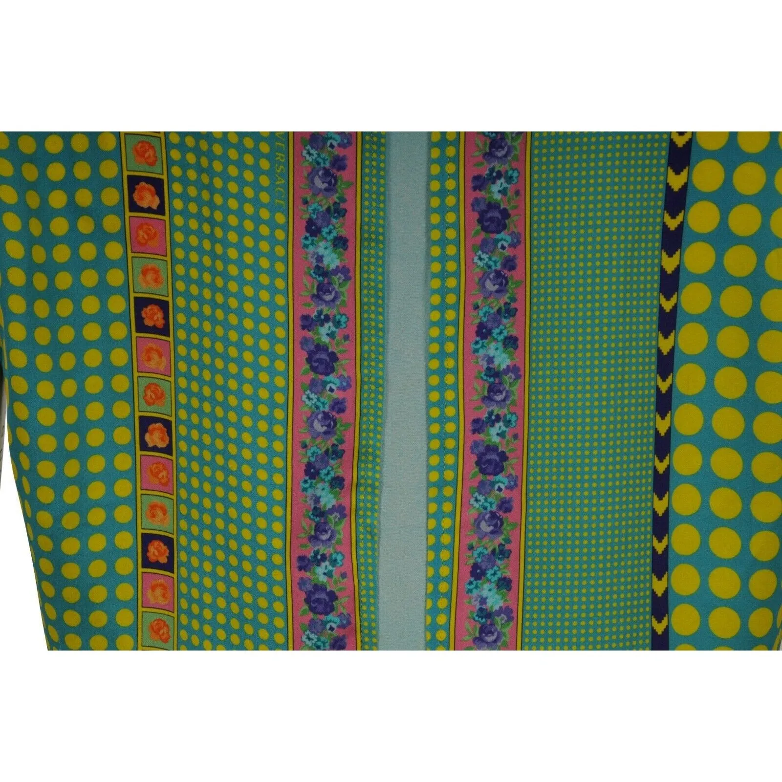 Sleeveless Button Down Shirt US 40 Green Yellow Silk