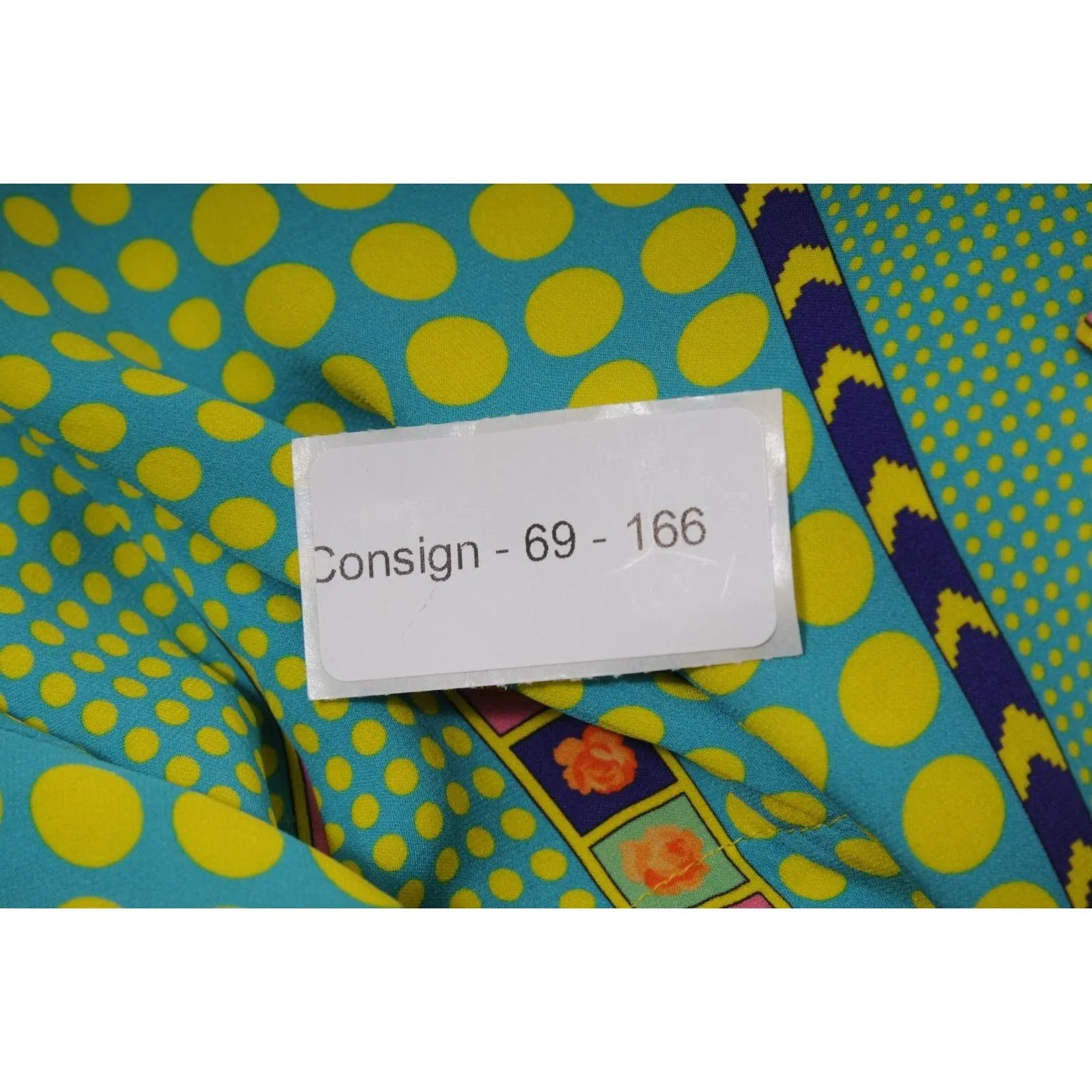 Sleeveless Button Down Shirt US 40 Green Yellow Silk