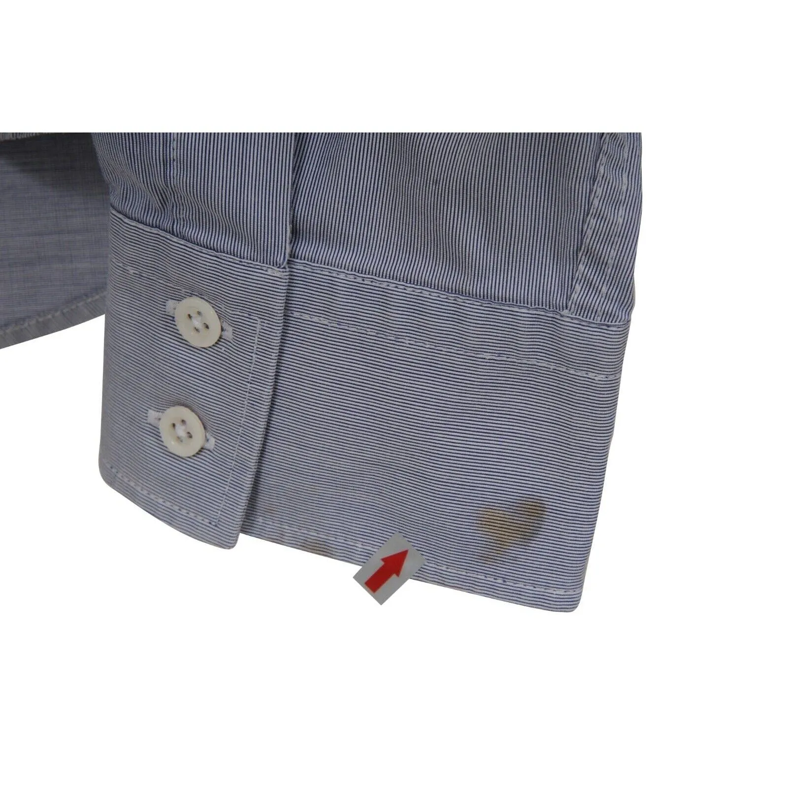 Striped Button Down Shirt  40 15 3/4 Blue 100% Cotton Long Sleeve